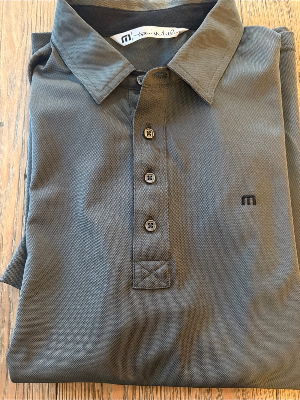 Travis Mathew Men's Olive Green Polo with Embroidered 'm'